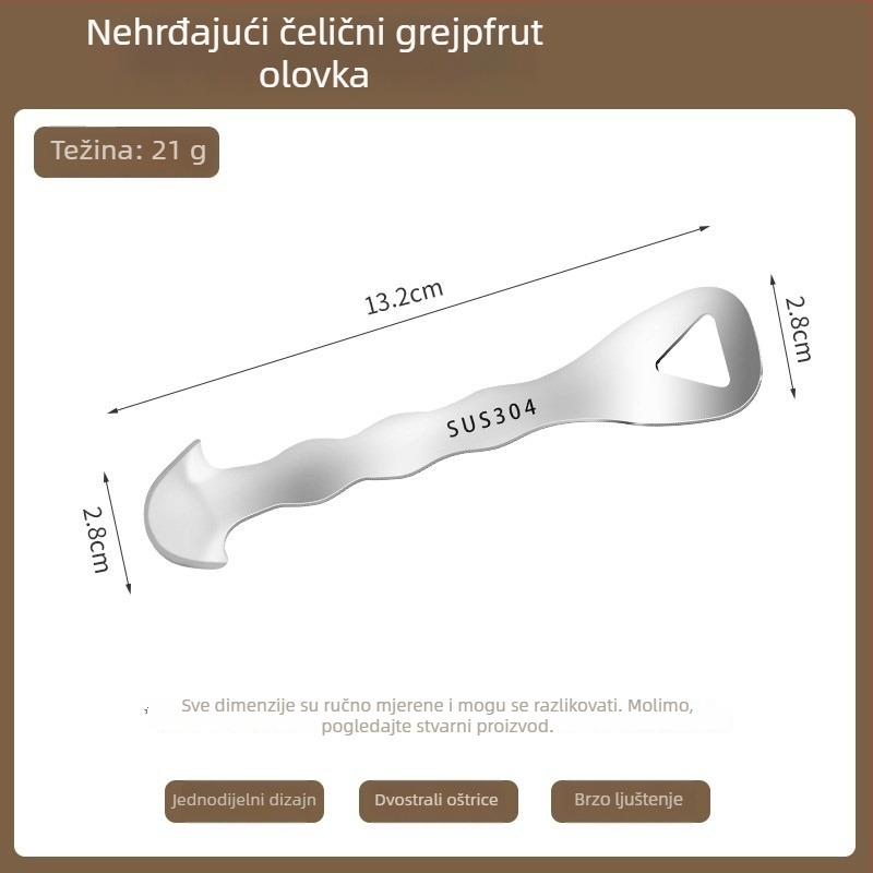 Nerđajući čelični oguljivač za naranče i grejp - moderni minimalistički dizajn, mogućnost ispisa logotipa