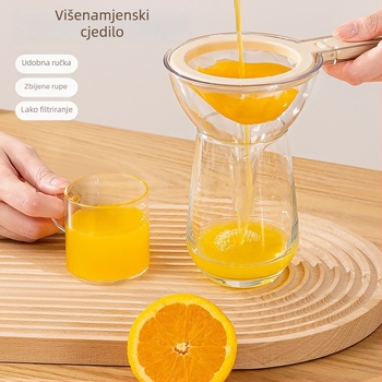 Kuhinjski dvostruko složeni filtri lijevak – višenamjenski, dvostruki dizajn, PC materijal, za alkoholna pića, sojino mlijeko i ostatke soka, s tiskanim logom