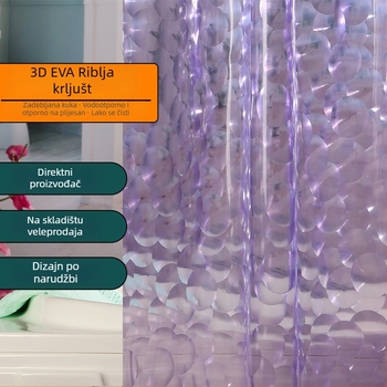 Zgušnjena 3D EVA vodootporna zavjesa za tuš s pregradom kupaonice bez bušenja, otporna na plijesan i bakterije, za kućnu uporabu