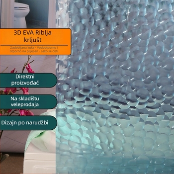 Zgušnjena 3D EVA vodootporna zavjesa za tuš s pregradom kupaonice bez bušenja, otporna na plijesan i bakterije, za kućnu uporabu