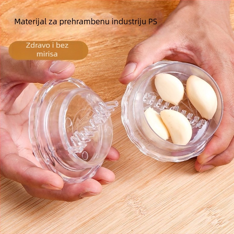 Višenamjenski alat za češnjak: preša, zgnječka, nož i miješanje — kompaktni kuhinjski alat s modernim minimalističkim dizajnom