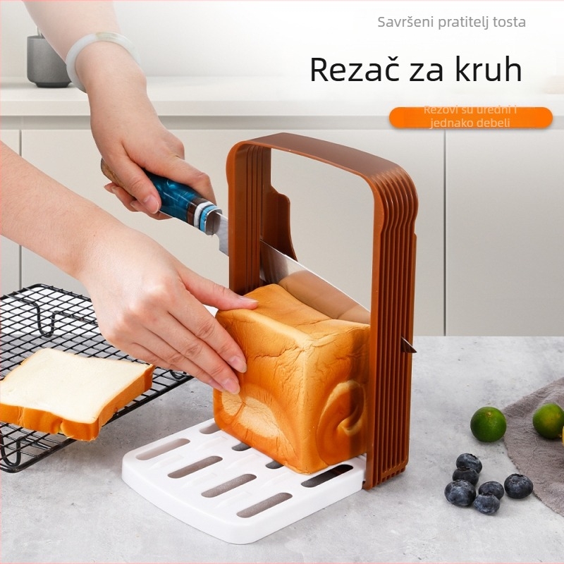 Rezač kruha s preklopnim nosačem, plastični, otisak logotipa, prilagodljiv