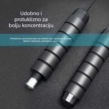 Fitness skakačko uže s PVC + čeličnim užetom, pletene užet, ručke ABS + pjena, namijenjeno za trening, nije za djecu