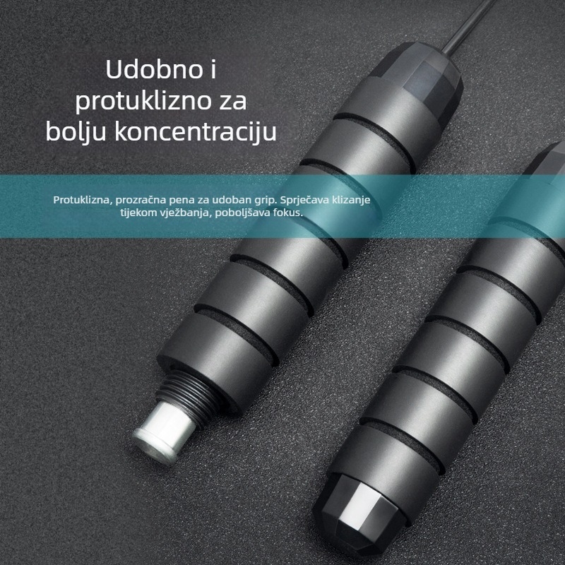 Fitness skakačko uže s PVC + čeličnim užetom, pletene užet, ručke ABS + pjena, namijenjeno za trening, nije za djecu