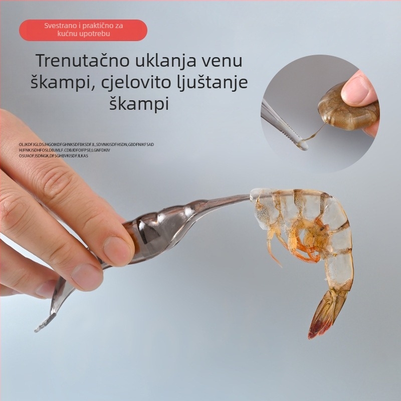 Ljuštitelj škampi - PP plastika, kućni kuhinjski alat za brzo oljuštivanje, moderan minimalistički stil (Materijal: PP; Namjena: Kućna kuhinja; Funkcija: Brzo oljuštivanje; Stil: Moderan minimalistički)