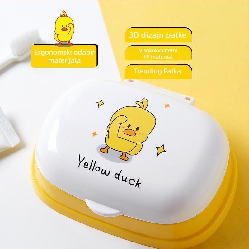 Kutija za sapun s poklopcem i cartoon dizajnom, prijenosna za kupaonicu, PP materijal, pakiranje 120 kom., marka Presented