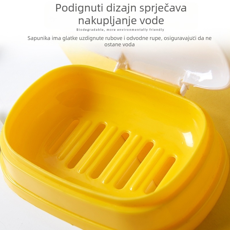 Kutija za sapun s poklopcem i cartoon dizajnom, prijenosna za kupaonicu, PP materijal, pakiranje 120 kom., marka Presented