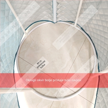 Kružna zavjesa za tuš s okvirom, vodootporna i debela za kupaonicu zimi (Materijal: svila s cvjetnim uzorkom; Stil: universalno; Uzorak: 69850; Obrada: Nema)