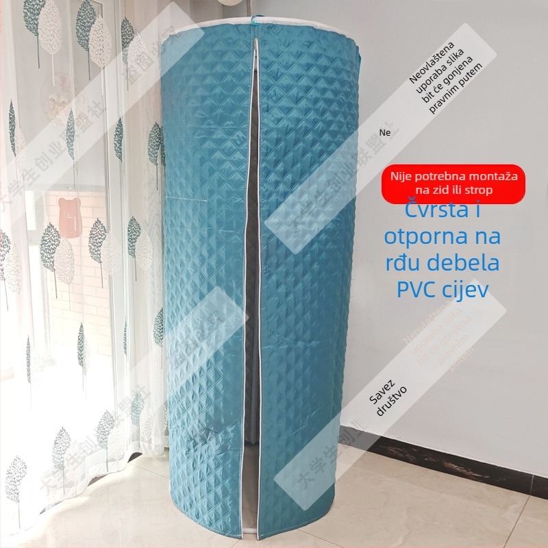 Kružna zavjesa za tuš s okvirom, vodootporna i debela za kupaonicu zimi (Materijal: svila s cvjetnim uzorkom; Stil: universalno; Uzorak: 69850; Obrada: Nema)