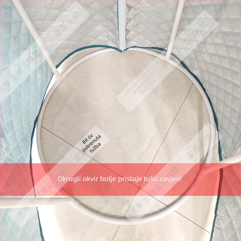 Kružna zavjesa za tuš s okvirom, vodootporna i debela za kupaonicu zimi (Materijal: svila s cvjetnim uzorkom; Stil: universalno; Uzorak: 69850; Obrada: Nema)