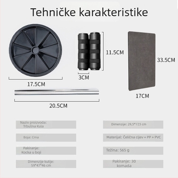 Trbušni valjak — Military Force, 0,65 kg, nije sklopiv, za ured, dom i teretanu