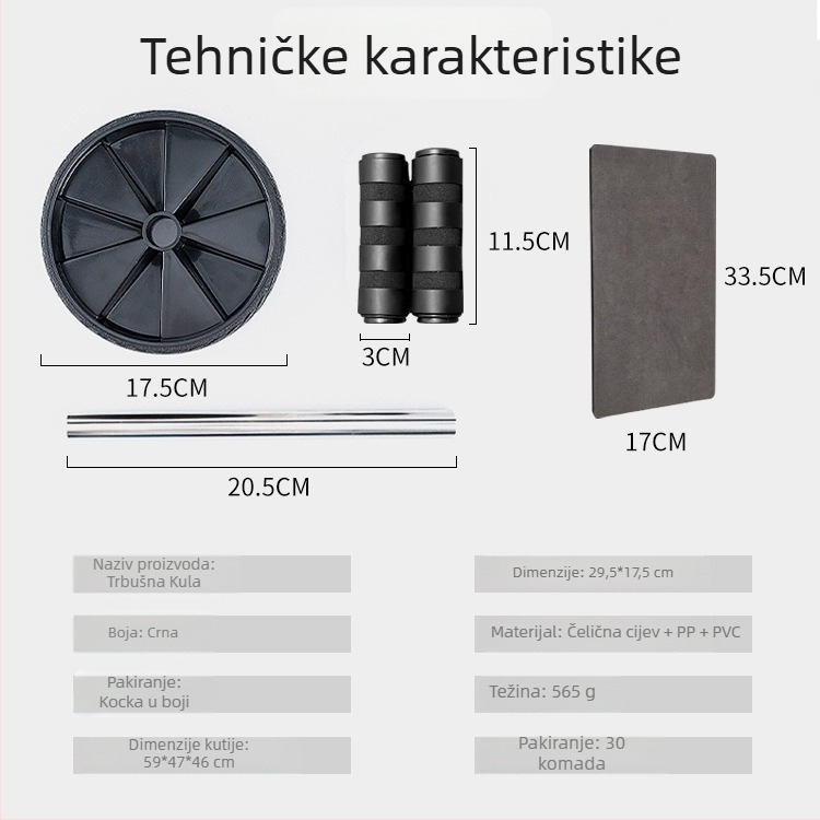 Trbušni valjak — Military Force, 0,65 kg, nije sklopiv, za ured, dom i teretanu