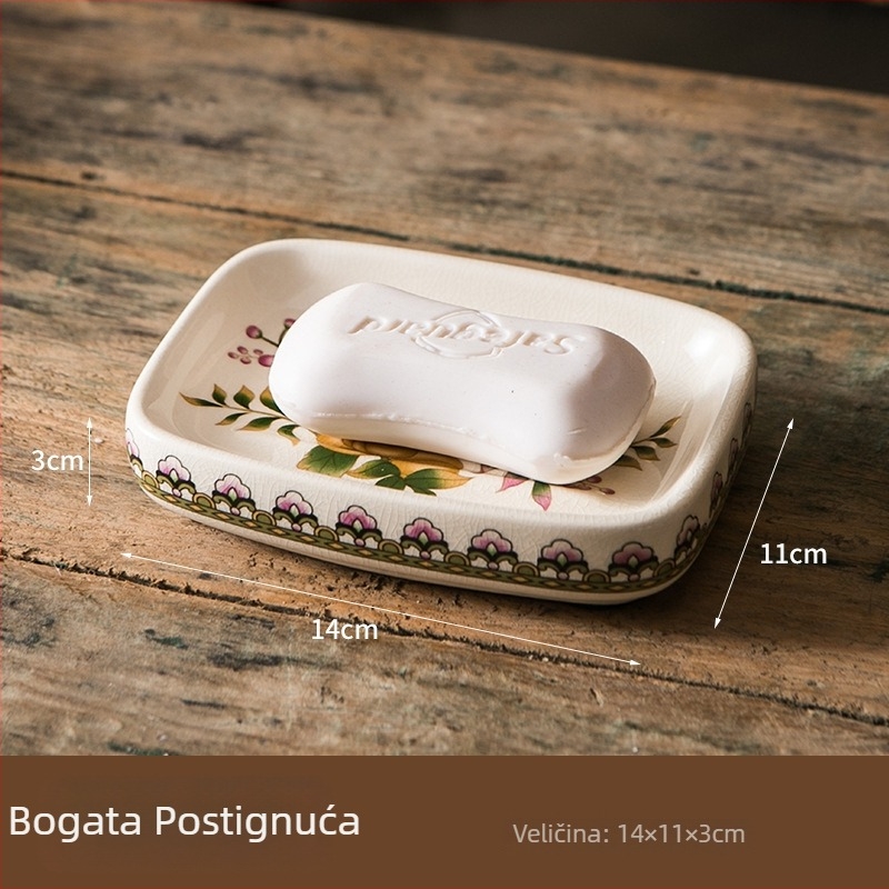 Keramički poslužavnik za sapun u europskom stilu s odvodom, mogućnost tiska logotipa, luksuzan izgled