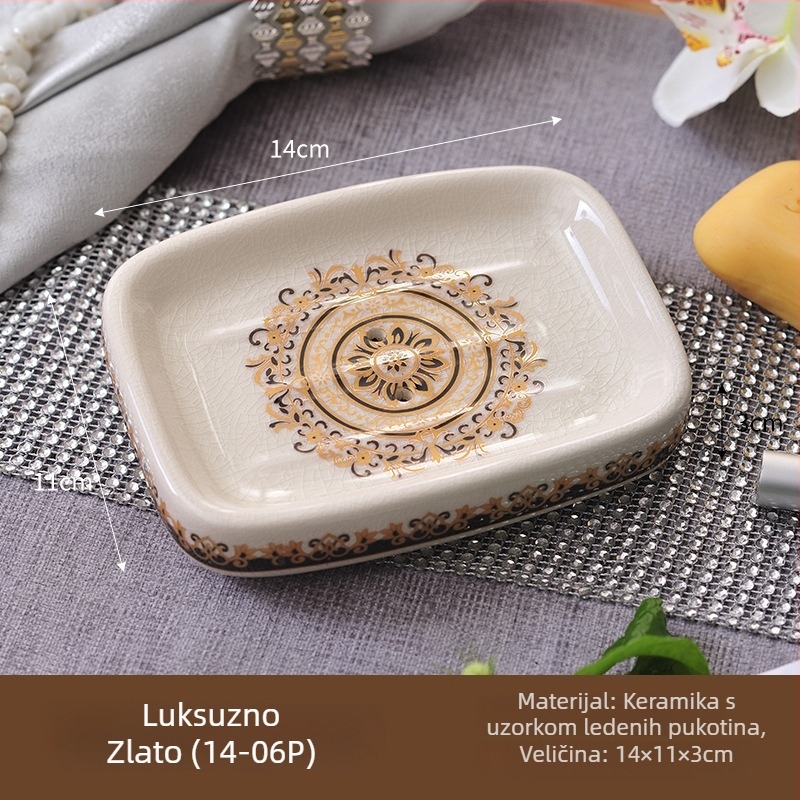 Keramički poslužavnik za sapun u europskom stilu s odvodom, mogućnost tiska logotipa, luksuzan izgled