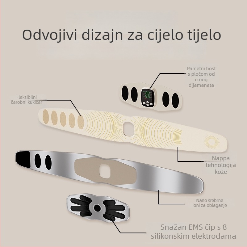 EMS masaža za trbuh — Model G300, sklopiva, pojas za struk + glavni blok, 0,46 kg, za ured, dom i vani