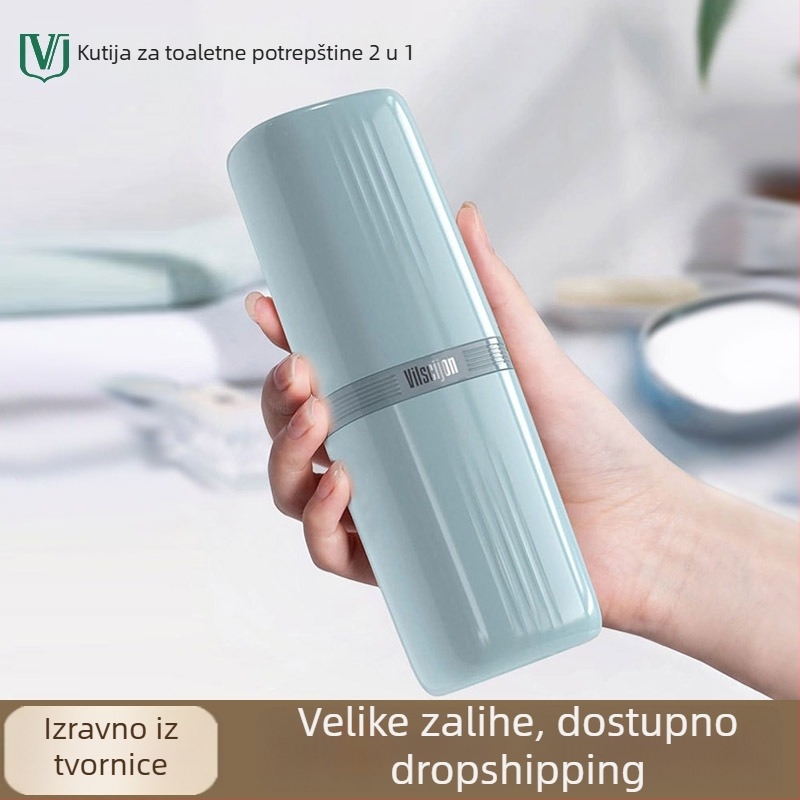 Držač za četkicu za zube i putnu čašu – ABS + prozirni plast; ugrađen montažni nosač; pohrana četkice i putni set s čašom za ispiranje usta i držačem za električnu četkicu