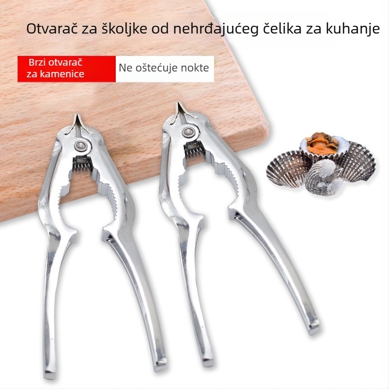 Otvorač školjki od cinkovog legura za Clams, Scallops i Oysters – Minimalistički kuhinjski alat od nehrđajućeg čelika i aluminija, mogućnost tiska loga