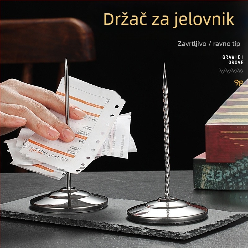 Vijčana šuplja od nehrđajućeg čelika za meni i dokumente – kuhinjski gadget, mogućnost ispisa logotipa, privatna marka dostupna