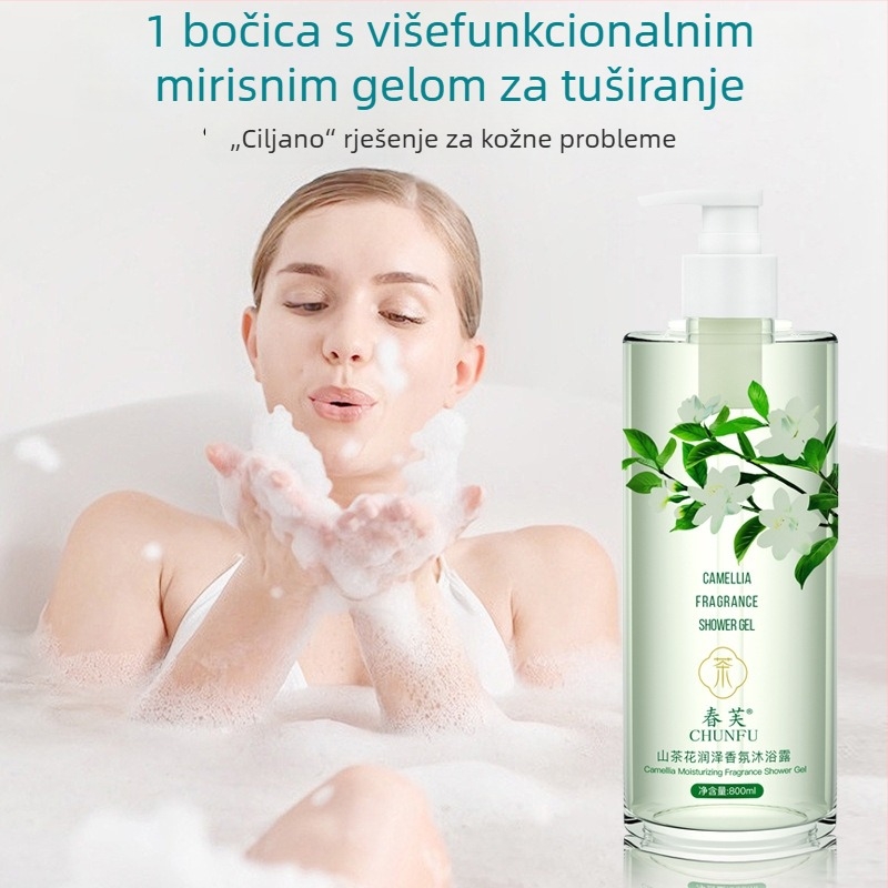Gel za tuširanje s kamelijom – hidratantni miris; čisti, njeguje i hidratizira; za tijelo; pogodan za muškarce i žene; rok trajanja 3 godine.