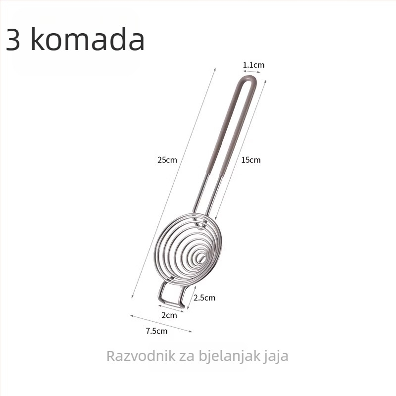 Razdjelnik bjelanjka – ručni metalni filtar za odvajanje bjelanjka od žumanjka, model B9902-HWQ (metalni, ručni, neelektrični)