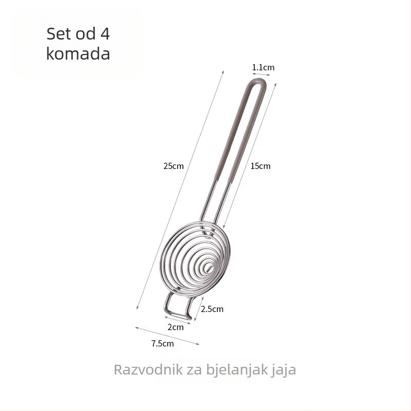 Razdjelnik bjelanjka – ručni metalni filtar za odvajanje bjelanjka od žumanjka, model B9902-HWQ (metalni, ručni, neelektrični)