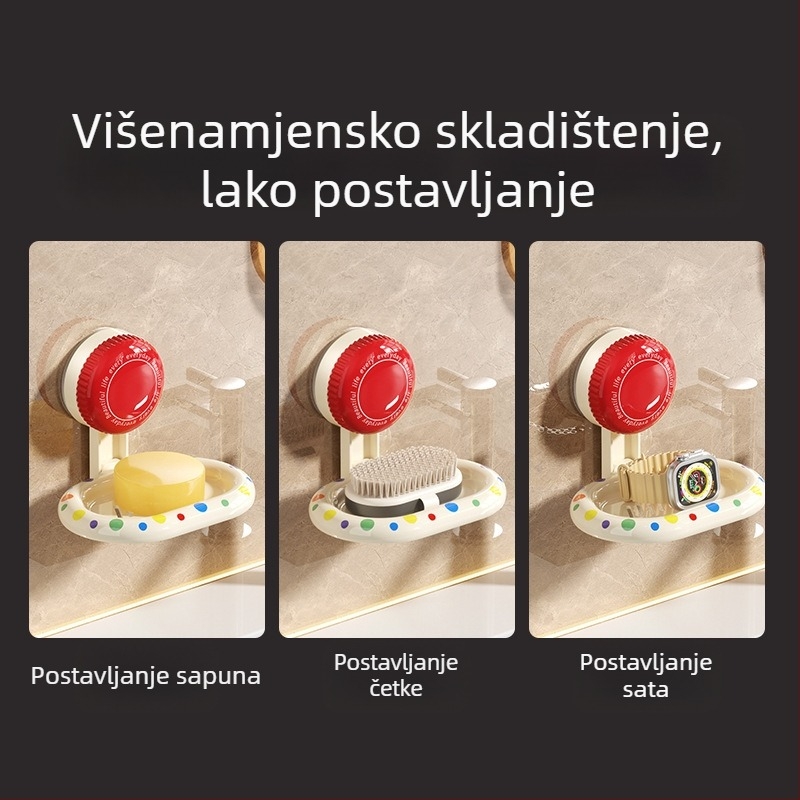 Držač sapuna za kupaonicu sa zidnim vakuum pričvršćivanjem, ABS, odvodnja, Made by heart