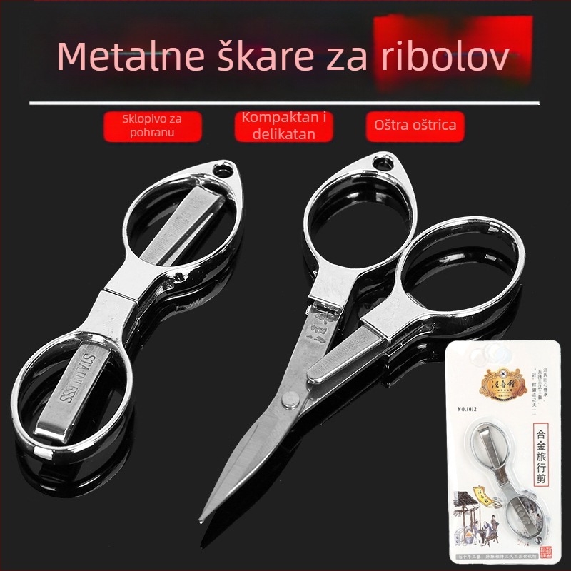 Metalne sklopne škare za ribarsku liniju, nehrđajući čelik, kompaktne putne škare