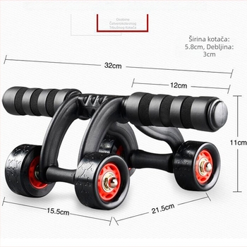 Četverokraki trbušni valjak s ležajevima, model DM-89321, 1 kg, nije sklopiv