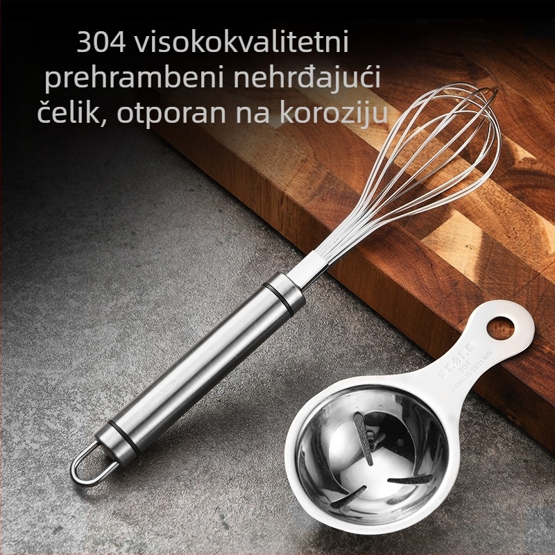 Ručni šlagač za jaja od 304 nerđajućeg čelika – za mućenje jaja i odvajanje bjelanjaka