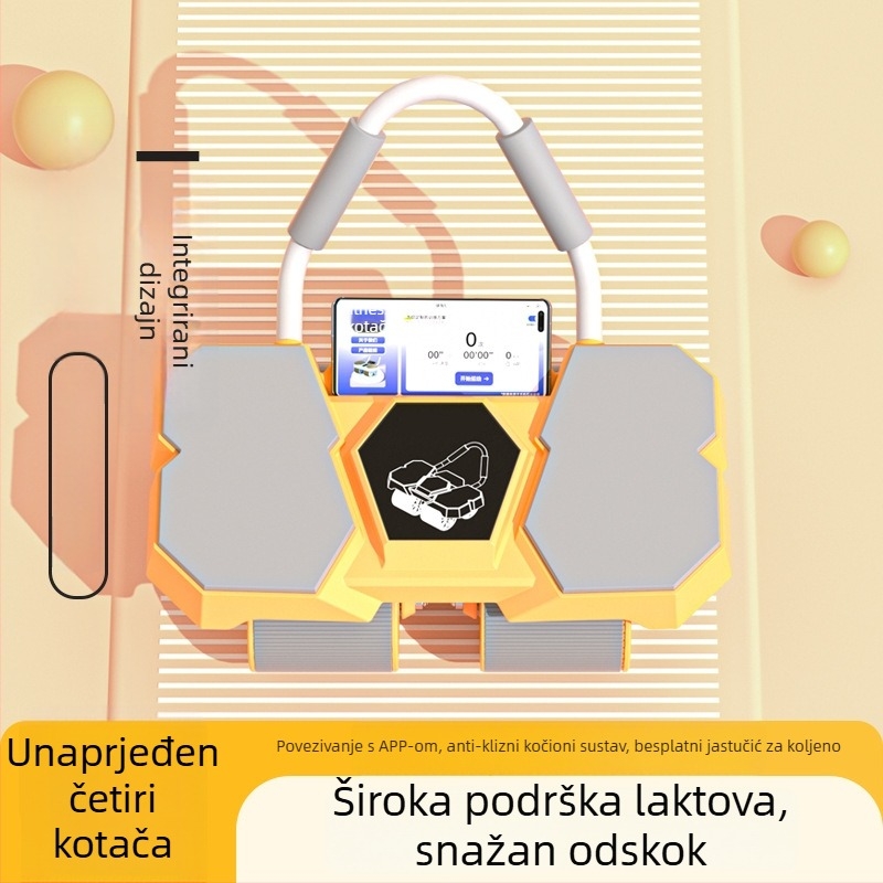 Četverostrani kolut za trbušnjake s automatskim povratkom i podrškom za lakat za kućne treninge