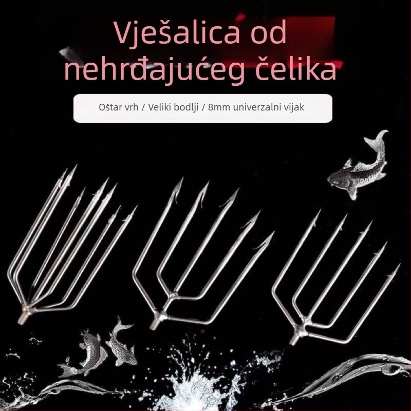 Nerđajući čelični harpun za ribolov s plosnatim vrhom, 3/4/5 zuba, 8 mm vijčani univerzalni spoj, ribolovna oprema