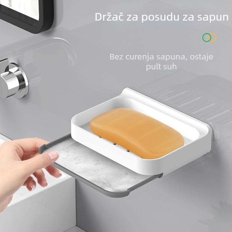 Zidni plastični sapunik s odvodnim stalkom za kupaonicu, bez bušenja