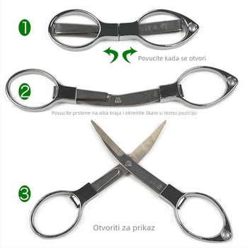 Nerđajuće čelične sklopive škare s izvlačnom oštricom za ribolovnu liniju – prijenosne
