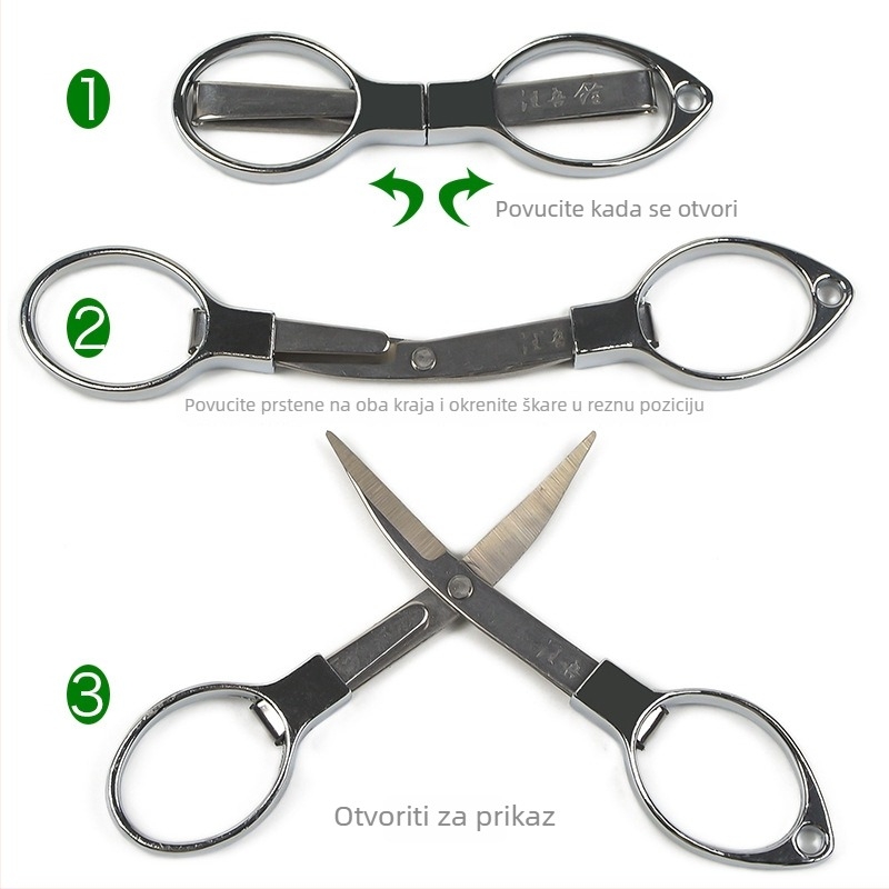 Nerđajuće čelične sklopive škare s izvlačnom oštricom za ribolovnu liniju – prijenosne