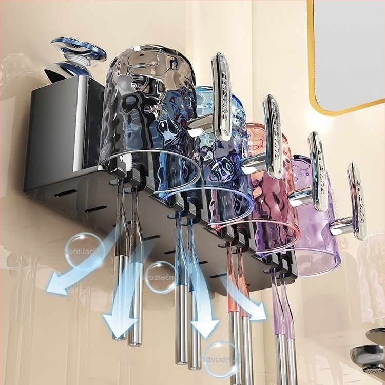 Držač četkica za zube s UV sterilizacijom, materijal: svila cvijeta, zidna montaža sa usisnom čašom, model F99H8M787H7SS7