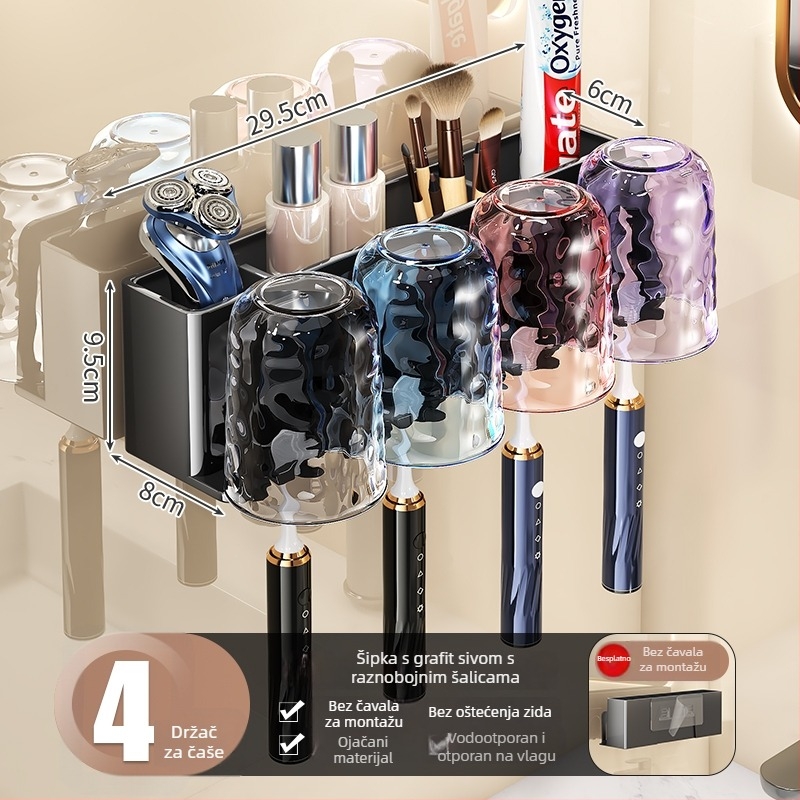Držač četkica za zube s UV sterilizacijom, materijal: svila cvijeta, zidna montaža sa usisnom čašom, model F99H8M787H7SS7