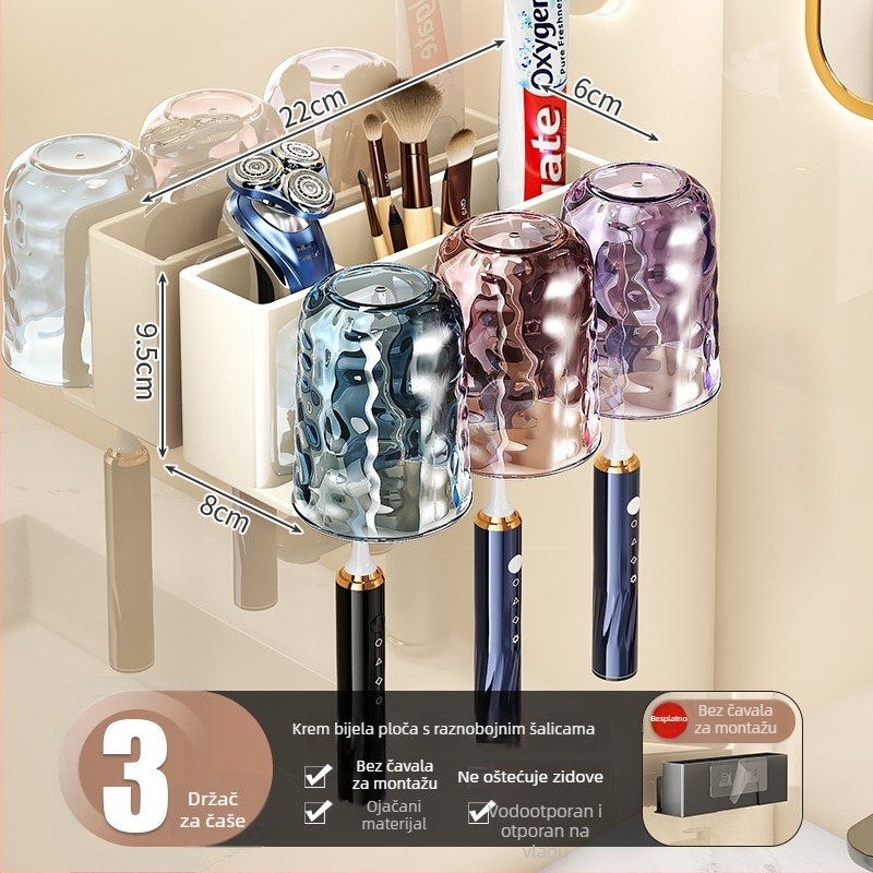Držač četkica za zube s UV sterilizacijom, materijal: svila cvijeta, zidna montaža sa usisnom čašom, model F99H8M787H7SS7