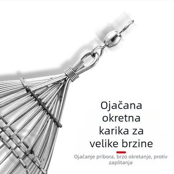 Kovinski nehrđajući čelični četvrtasti kavez za mamce, maslinastog oblika, za morski ribolov