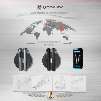 Inteligentno preskakivačko uže s mjerenjem vremena i ponavljanja (Brand: U-POWEX; Bluetooth povezivanje s mobilnom aplikacijom; Mjeri vrijeme i ponavljanja; Pogodno za fitness i trčanje; Za odrasle)