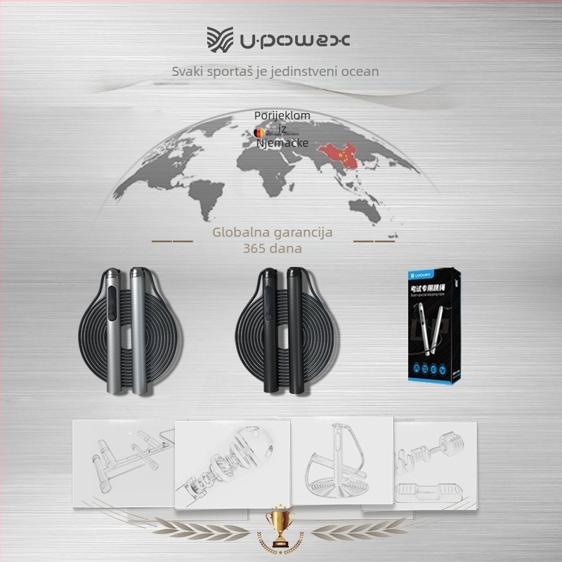 Inteligentno preskakivačko uže s mjerenjem vremena i ponavljanja (Brand: U-POWEX; Bluetooth povezivanje s mobilnom aplikacijom; Mjeri vrijeme i ponavljanja; Pogodno za fitness i trčanje; Za odrasle)