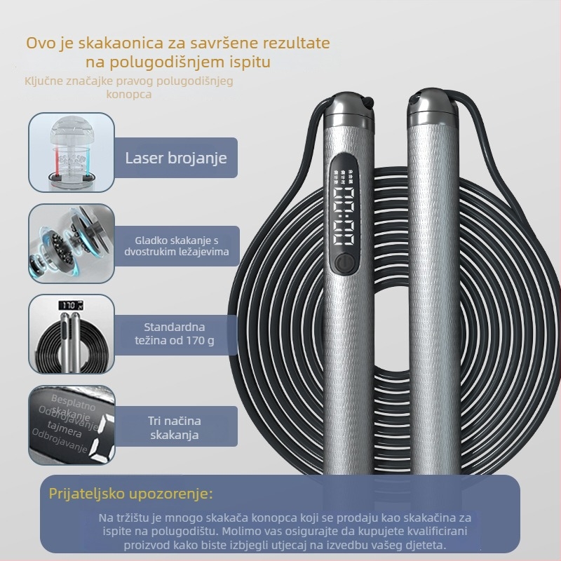 Inteligentno preskakivačko uže s mjerenjem vremena i ponavljanja (Brand: U-POWEX; Bluetooth povezivanje s mobilnom aplikacijom; Mjeri vrijeme i ponavljanja; Pogodno za fitness i trčanje; Za odrasle)