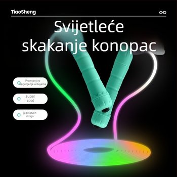 Dječje svjetleće špaga za skakanje, prilagodljiva duljina, ABS materijal, pogodna za unutarnje i vanjske vježbe
