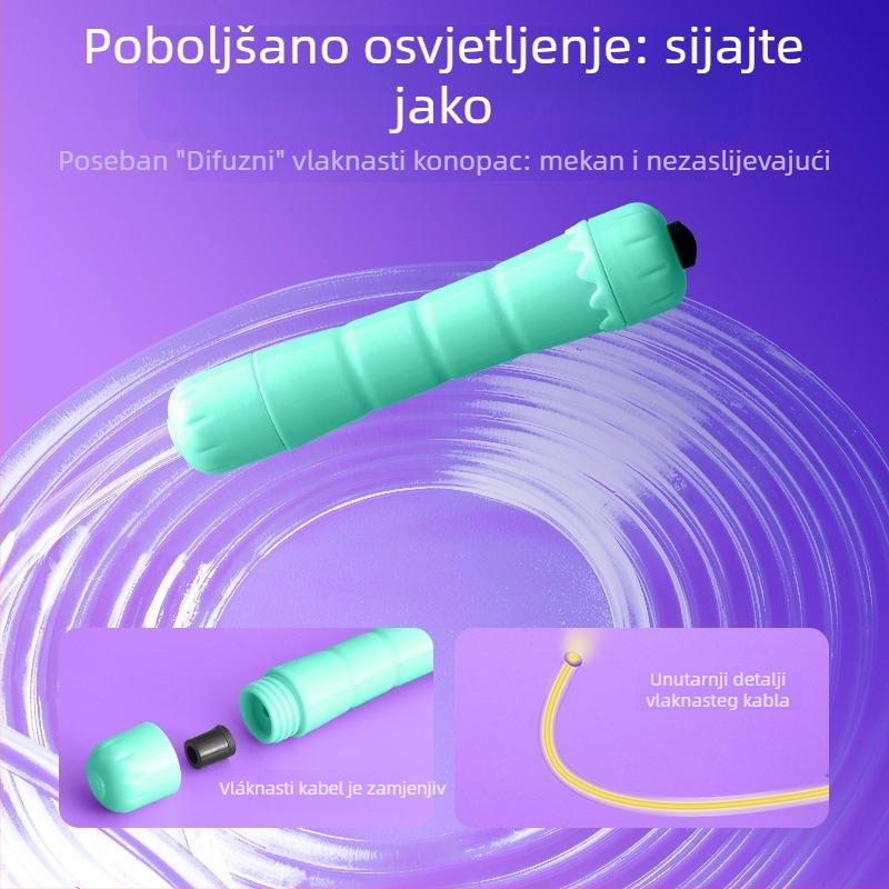 Dječje svjetleće špaga za skakanje, prilagodljiva duljina, ABS materijal, pogodna za unutarnje i vanjske vježbe