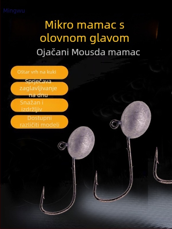Mingwu udica s olovnom glavom, dvostruko bodljiva za mikro varalicu, paket 50 kom