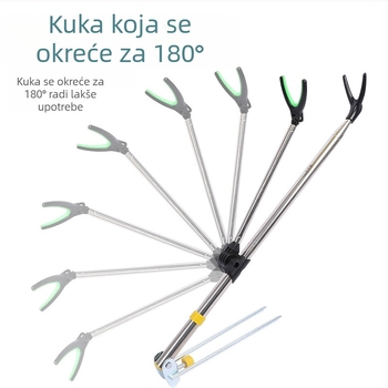 Stalak za štapove od nehrđajućeg čelika, sklopiv i s rotacijom