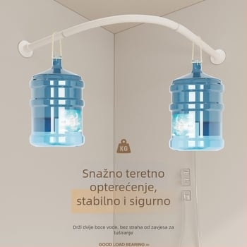 Set tuš zavjese bez bušenja, zakrivljen, magnetski, vodootporan i otporan na plijesan, od poliestera, za L-obliku tuš pregrade
