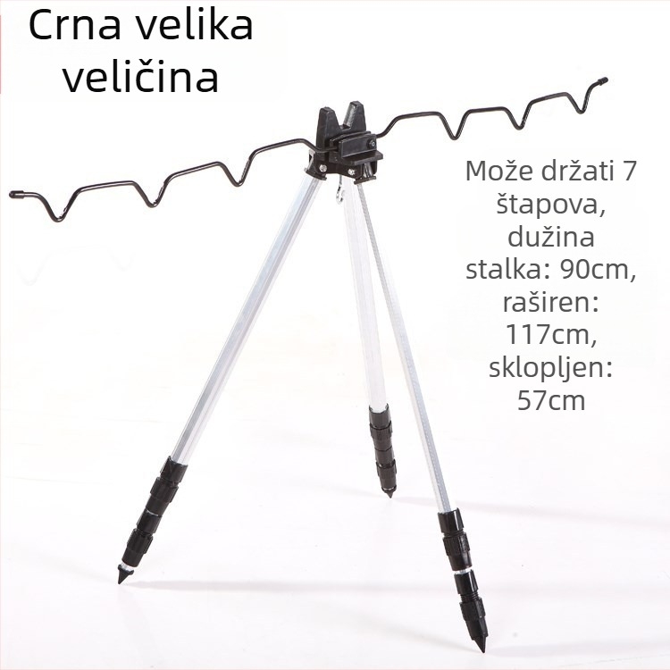 Teleskopski trokutasti držač za morsku štapu, aluminijska legura, sklopiv, držač za 7 štapova