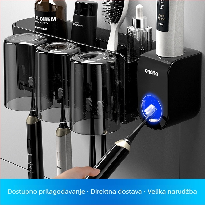 Držač četkica za zube – zidni držač sa vakuumskom čašom, bez bušenja, plastični materijal, prostor za pastu.