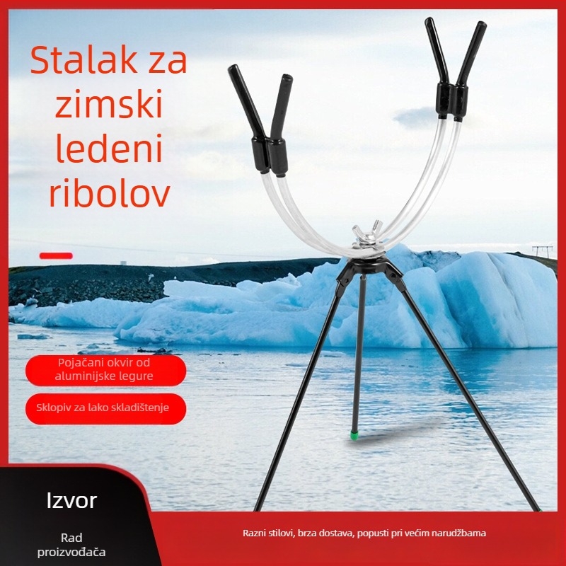 Držač štapa za ledno ribolov, sklopivi trokutasti dizajn, višestruka rotacija, metalni, dvostruka uporaba