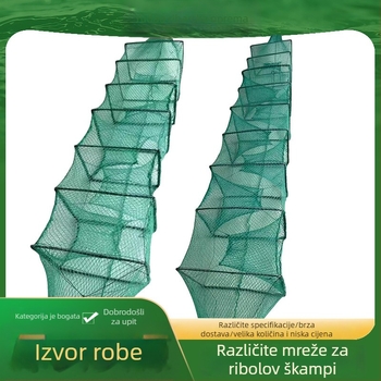 Fishing Fun kutija za škampiće, sklopiva mreža bez čvorova, uzgajivački kavez, najlon + čelična žica